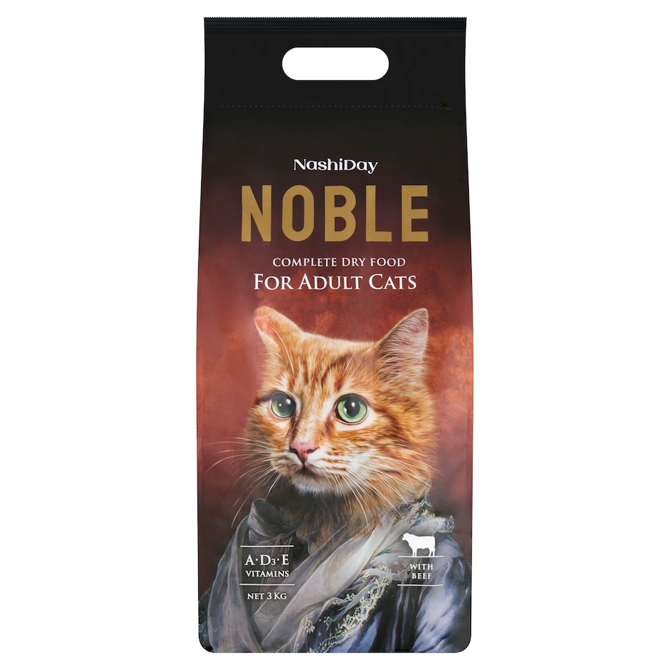 NashiDay Noble teljes értékű száraz állateledel felnőtt macskák számára marhával 3 kg  1. kép