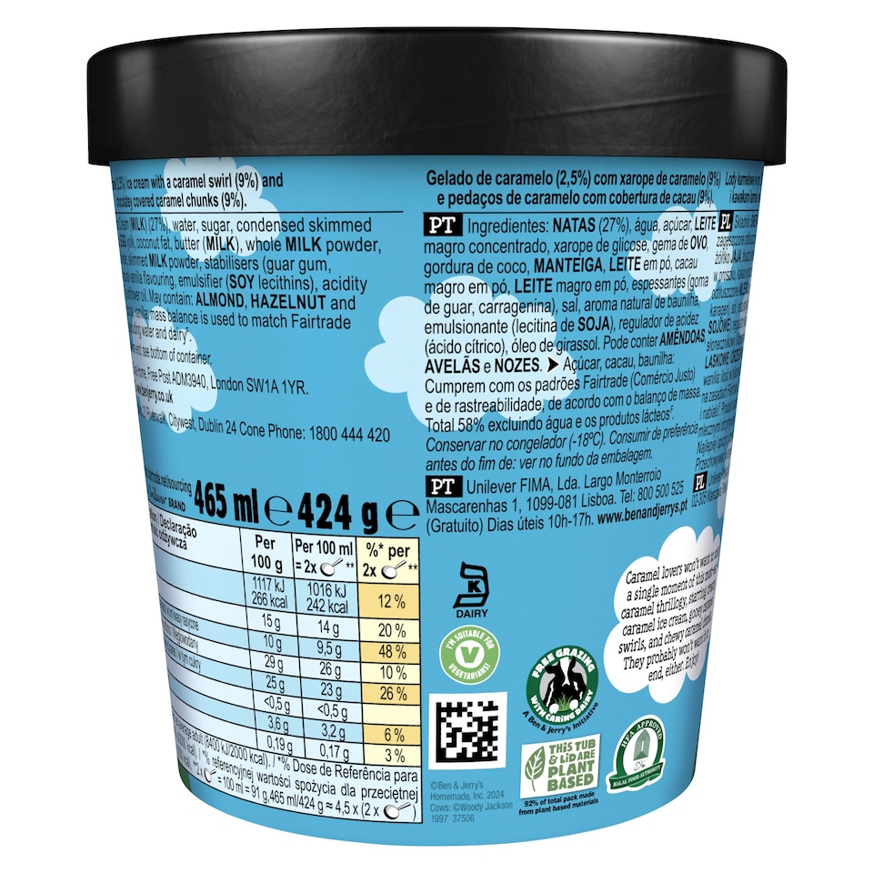 image 1 of Ben & Jerry's Caramel Chew Chew Ice Cream Tub 465ml