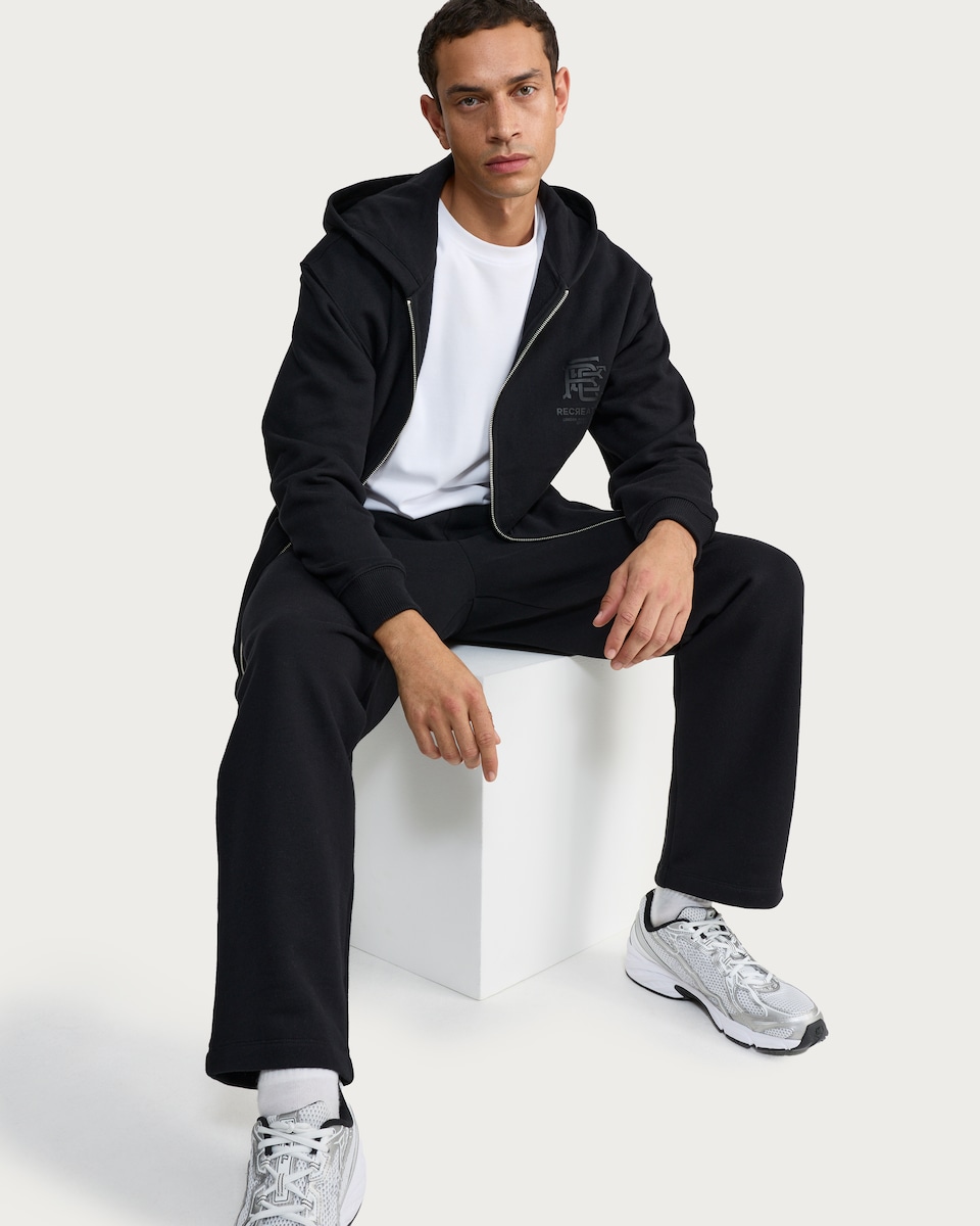 image 1 of F&F Active Everyhour Heavyweight Oversized Zip Front Hoodie in Black