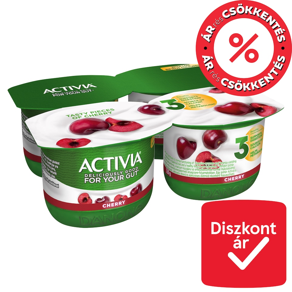 Danone Activia Sour Cherry Yoghurt with Live Culture 4 x 120 g (480 g)