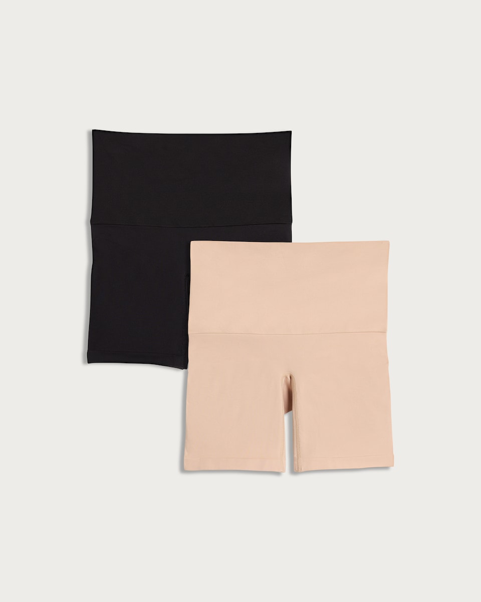 image 1 of F&F 2-Pack Contour Mid Waist Shaping Shorts in Multi