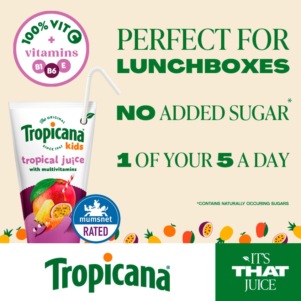 image 1 of Tropicana Kids Tropical fruit Juice 4 x 150ml