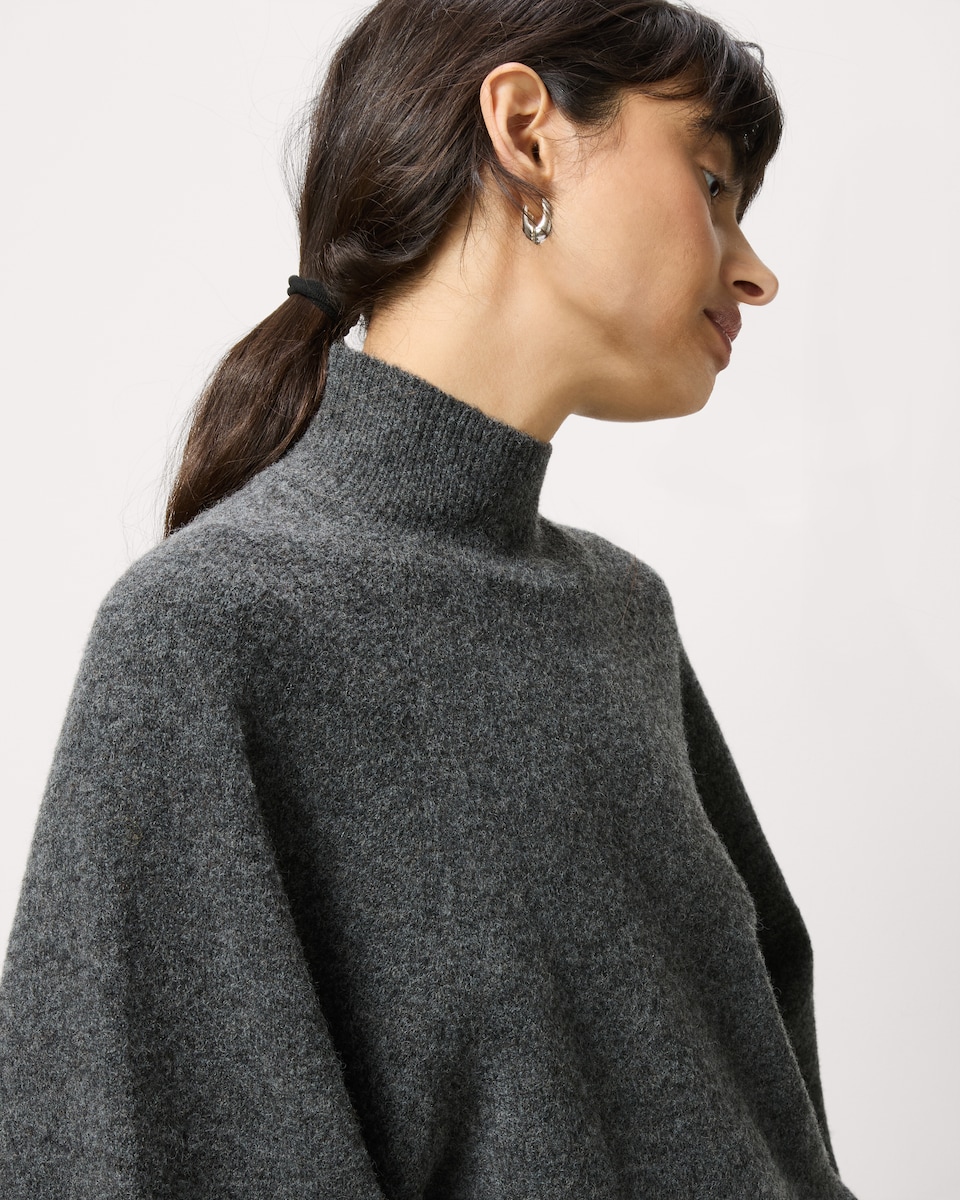image 1 of F&F Turtle Neck Wide Sleeve Jumper in Grey