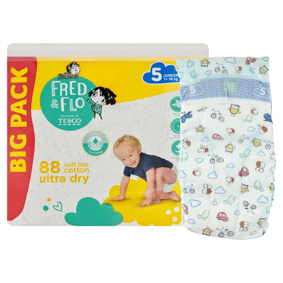 obrázok 1 z Fred & Flo Ultra Dry plienky Junior 5 11-18 kg 88 ks
