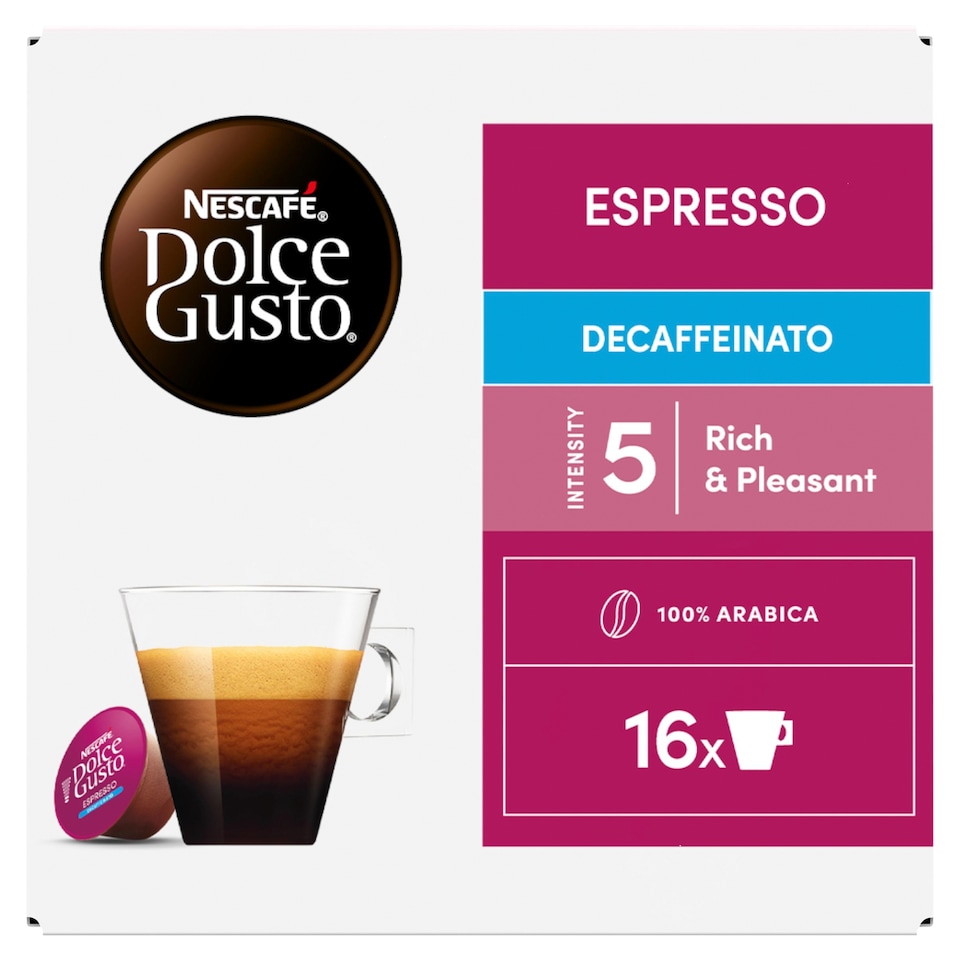 NESCAFÉ Dolce Gusto Espresso koffeinmentes őrölt pörkölt kávé kapszula 16 x 5,5 g (88 g)  1. kép