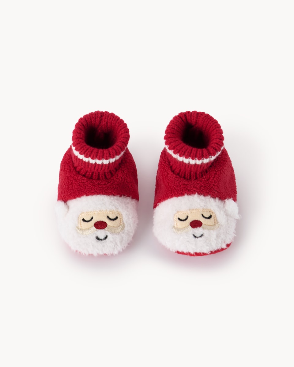 image 1 of Christmas Baby Santa Booties in Red