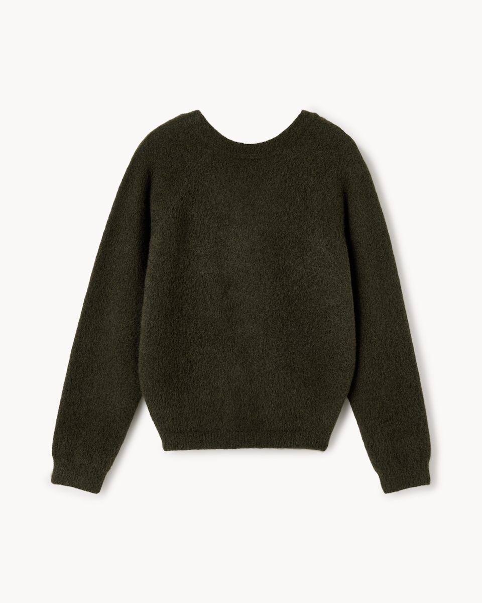 image 1 of F&F Knot Back Knitted Jumper with Wool in Olive