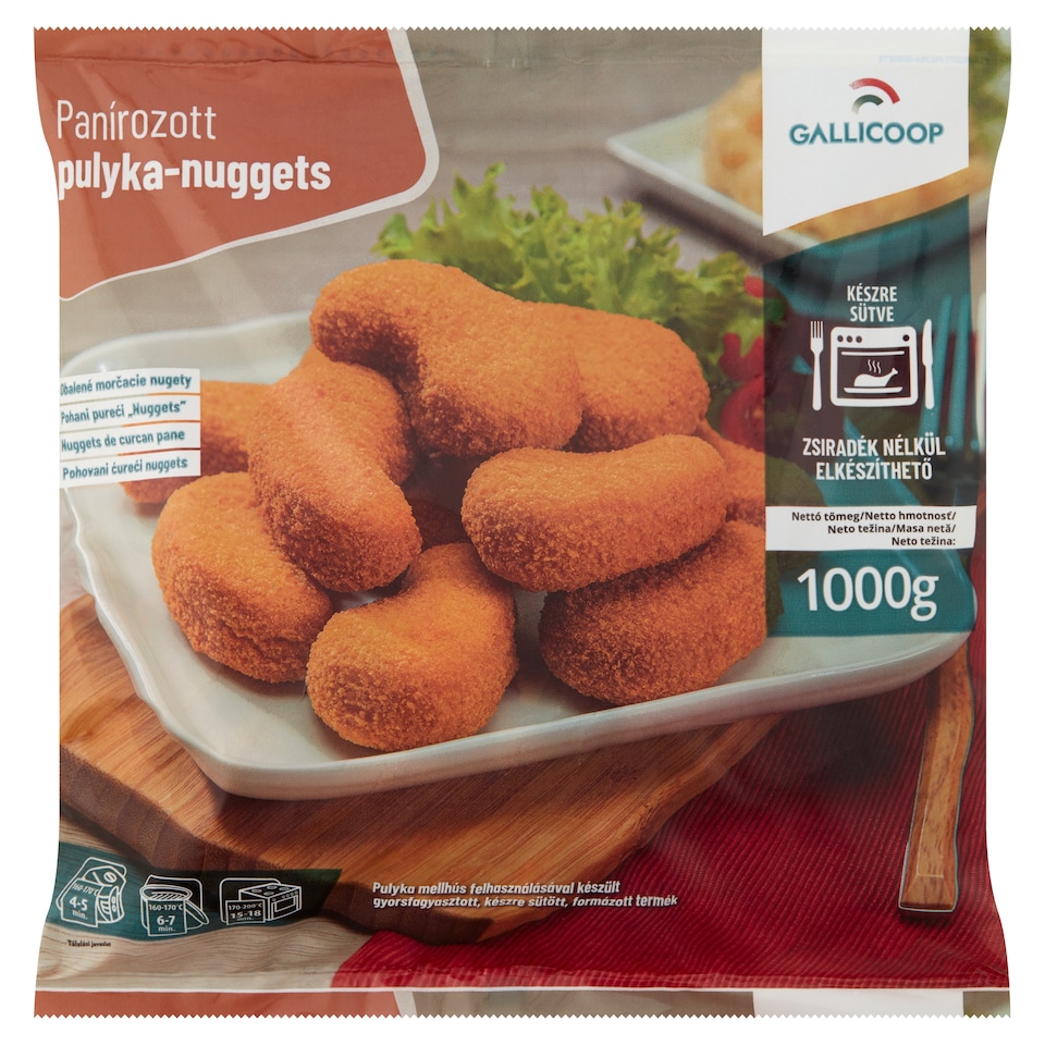 Gallicoop gyorsfagyasztott, panírozott pulyka-nuggets 1000 g  1. kép