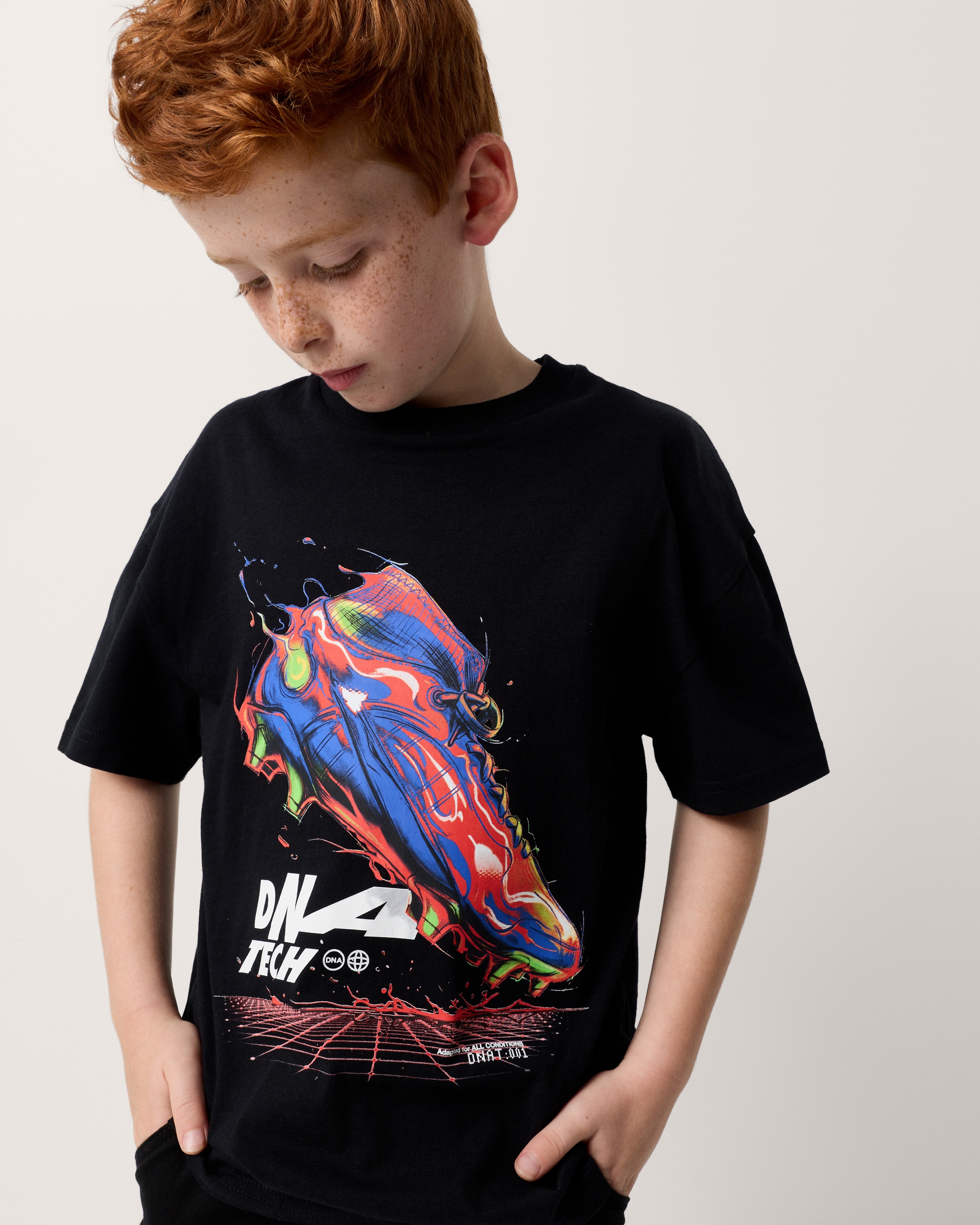F&F Boys Pure Cotton Slogan Oversized Fit T-Shirt in Black, 9-10 Years