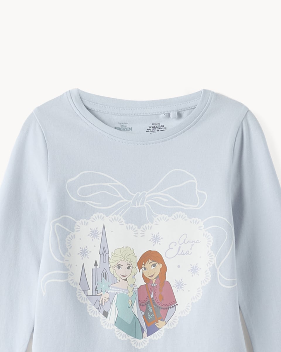 image 1 of Disney Frozen Top and Cuffed Bottoms Pyjama Set in Blue