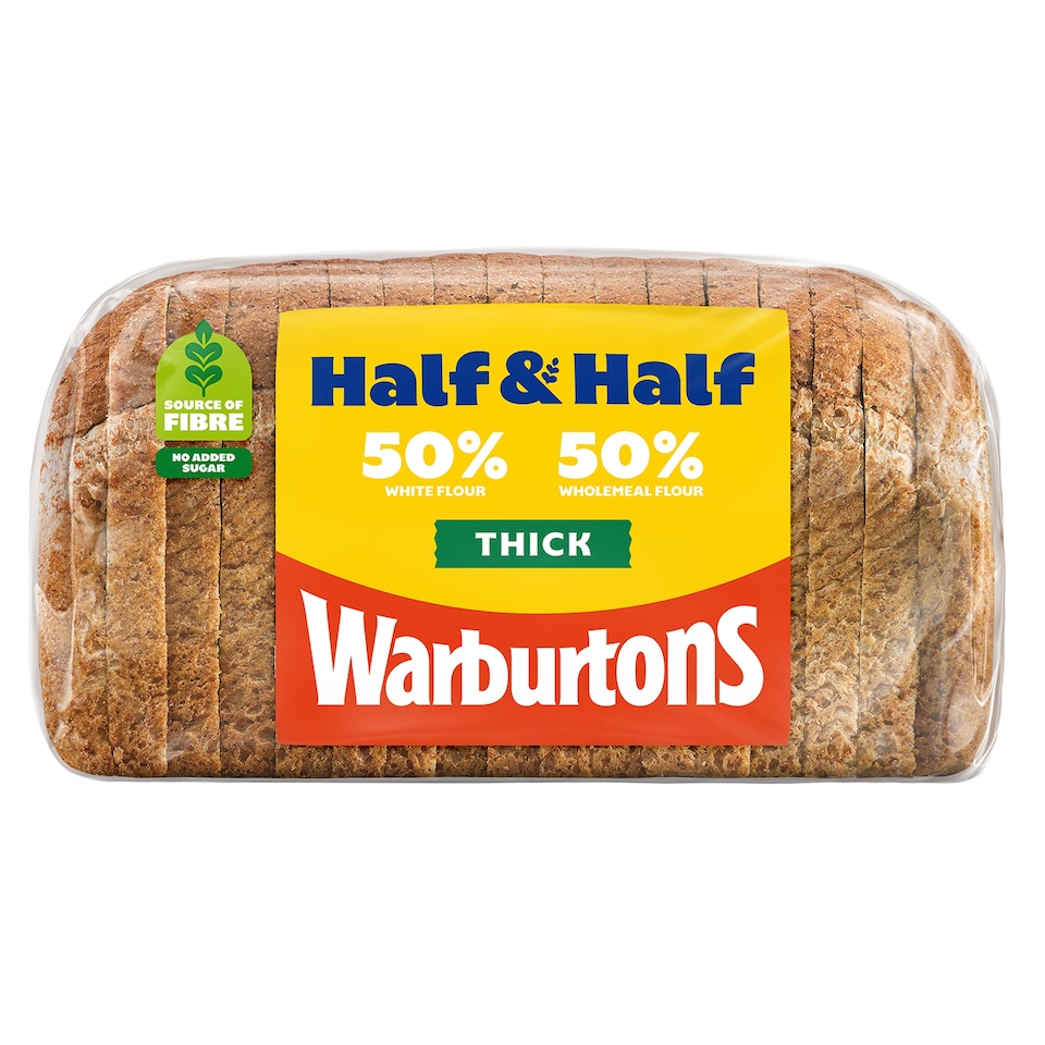image 1 of Warburtons Half & Half Thick Sliced Bread 800g