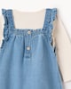 image 4 of F&F Baby 2-Piece Pure Cotton Embroidered Denim Dungaree and Bodysuit Set in Blue