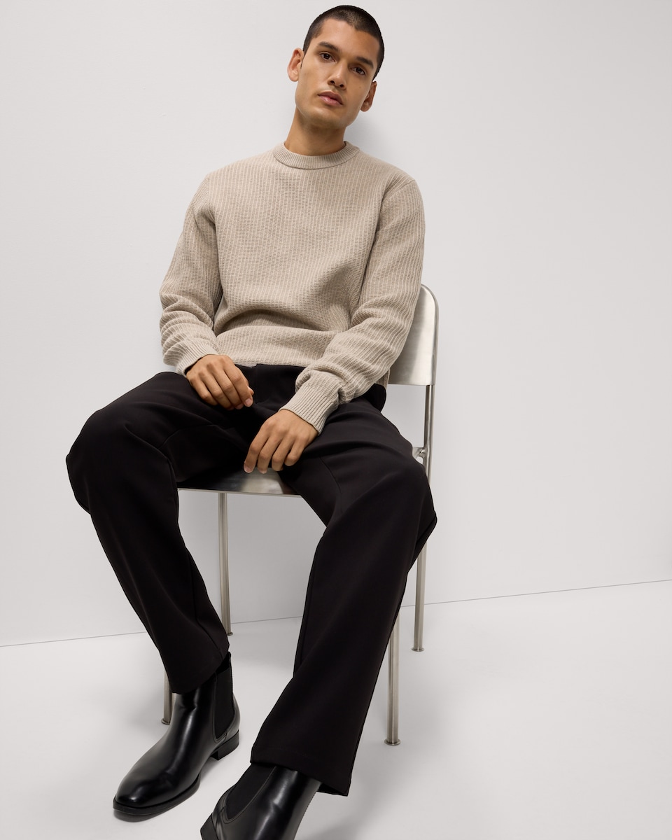 image 1 of F&F Ladder Stitch Crew Neck Jumper in Neutral