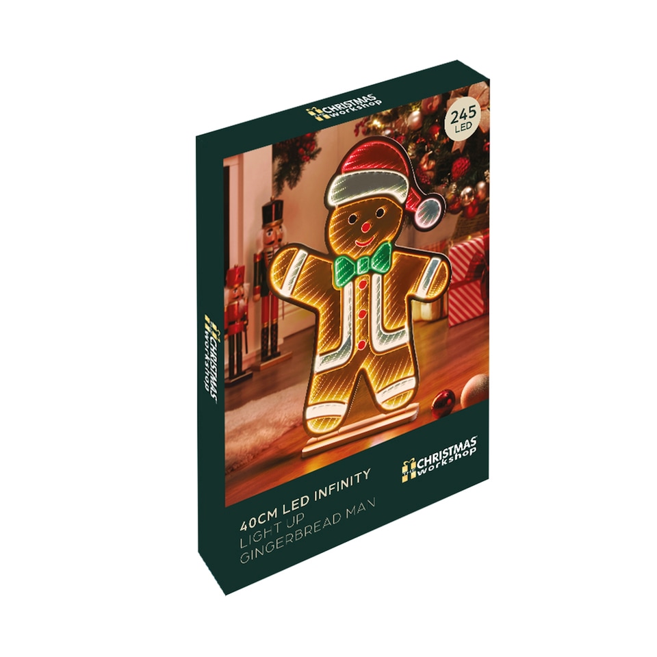 image 1 of Christmas Workshop LED Infinity Light Up Gingerbread Man Decoration 40cm