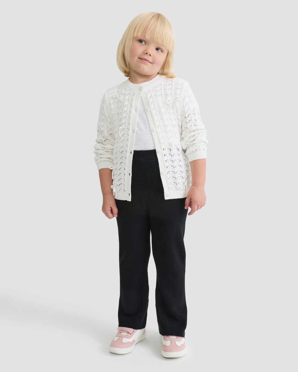 image 1 of F&F x Samantha Faiers Knitted Flared Trousers in Black