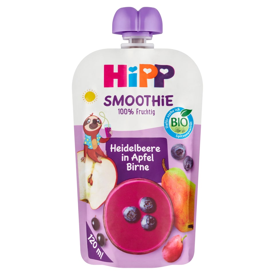 image 1 of HiPP Smoothie Organic 100% Fruit Apple-Pear-Blueberries 120 ml