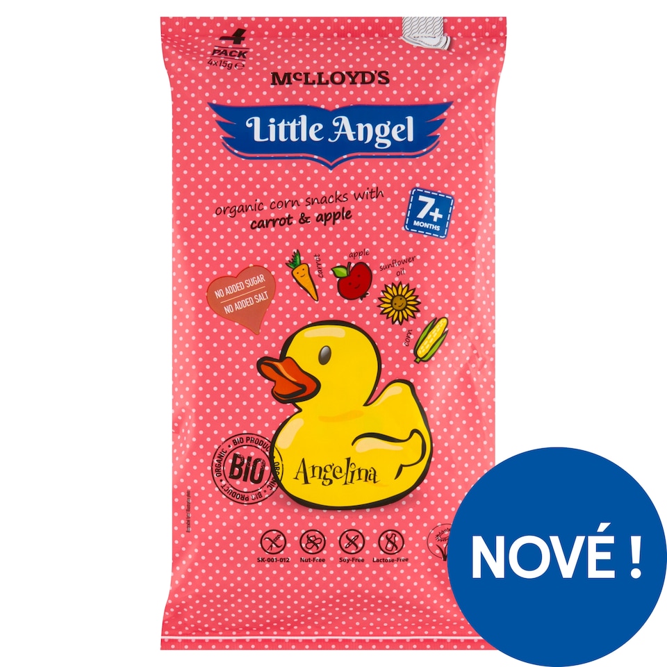 McLloyd's Little Angel Bio kukuřičný snack s mrkví a jablkem 4 x 15g (60g)