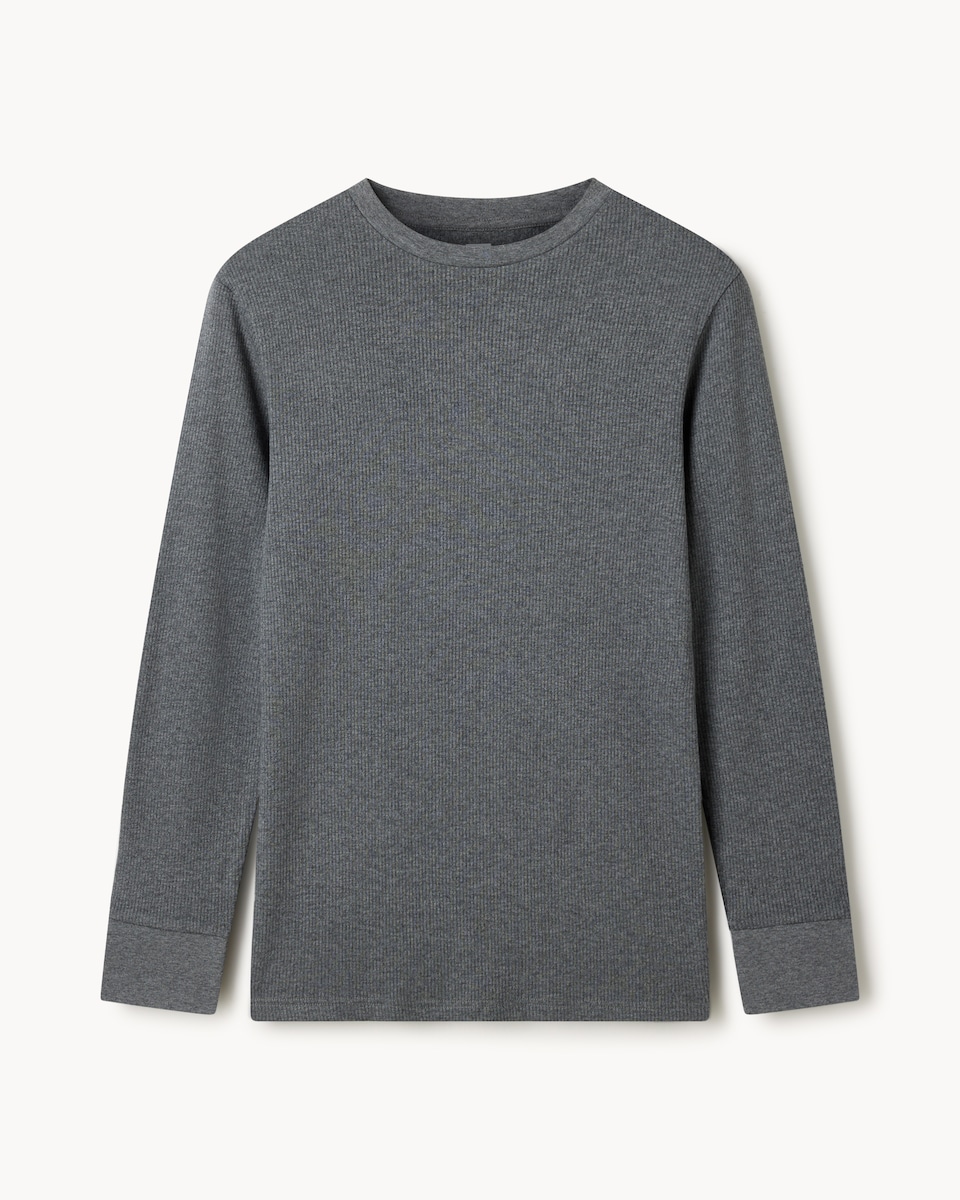 F&F WARMPLUS™ Medium Warmth Ribbed Thermal Long Sleeved Top in Grey