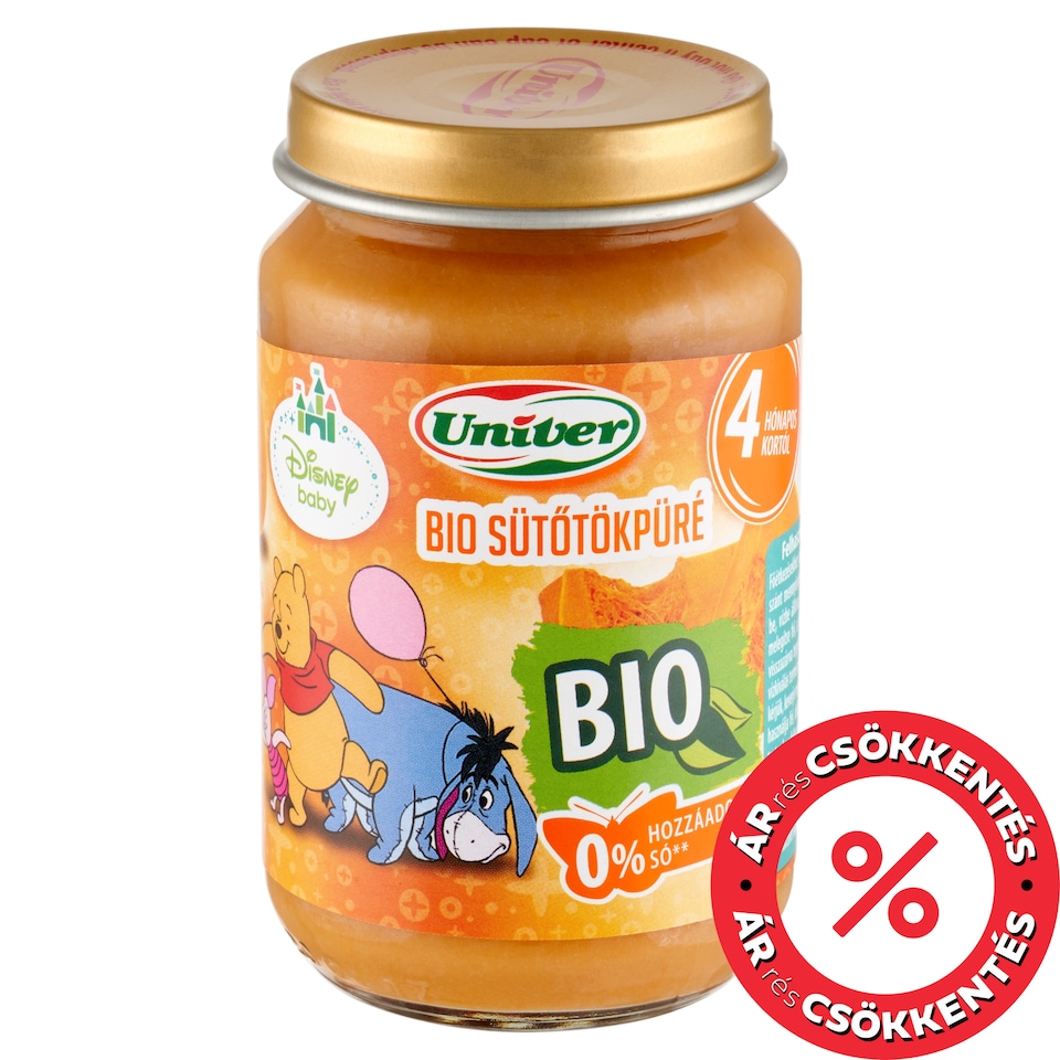 Univer bio sütőtökpüré zöldségpüré a bébinek 4 hónapos kortól 163 g