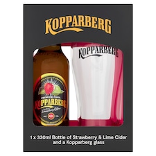 Kopparberg Strawberry & Lime Cider Gift Set 330ml & Glass