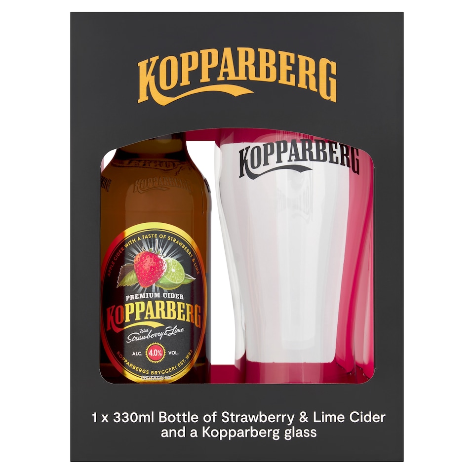 Kopparberg Strawberry & Lime Cider Gift Set 330ml & Glass