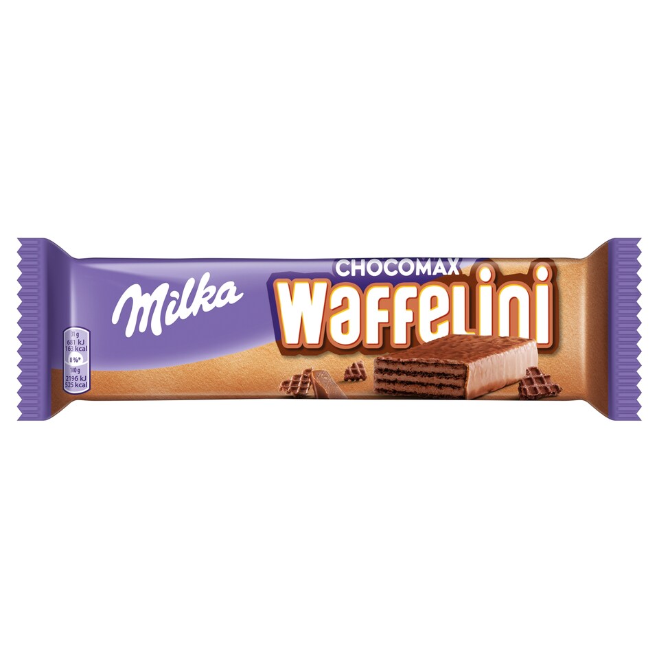 Milka Waffelini Chocomax oplatka v mléčné čokoládě, kakaová náplň 31g