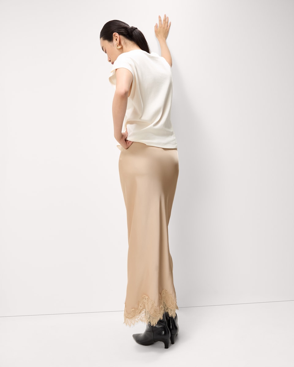 image 1 of F&F Pure Cotton Pleated T-Shirt in Cream