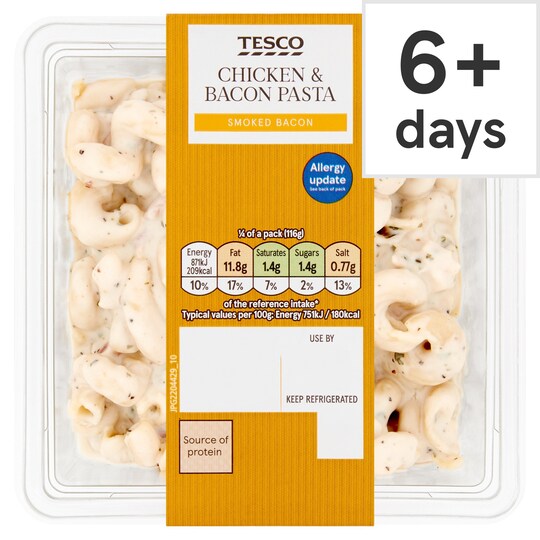 Tesco Chicken & Bacon Pasta 465G Tesco Groceries