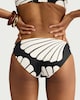 image 3 of F&F Shell Print High Leg Bikini Bottoms in Black