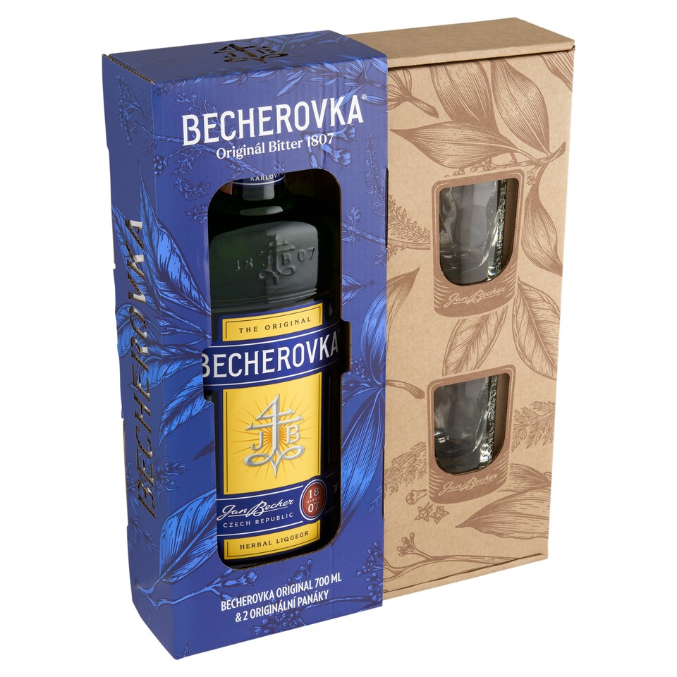 image 1 of Becherovka Original Herbal Liqueur 38% 70 cl + 2 Glasses