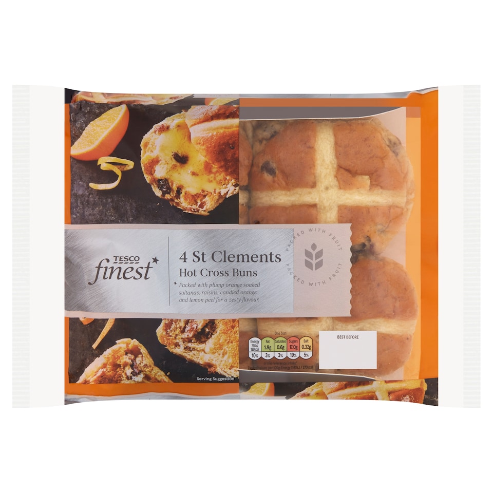 Tesco Finest Hot Cross Buns - 4 St Clements