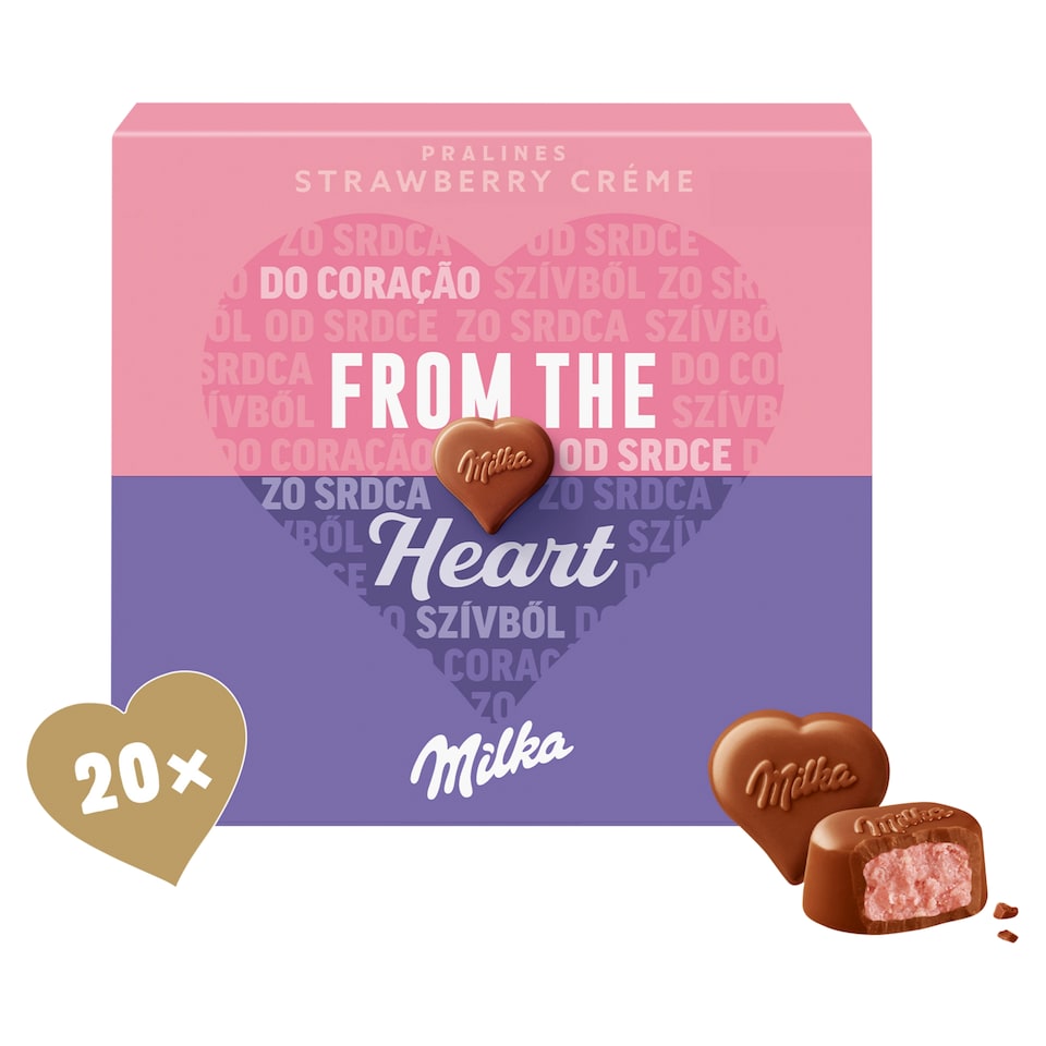 Milka bonboniéra I Love Milka, jahodová náplň 110g