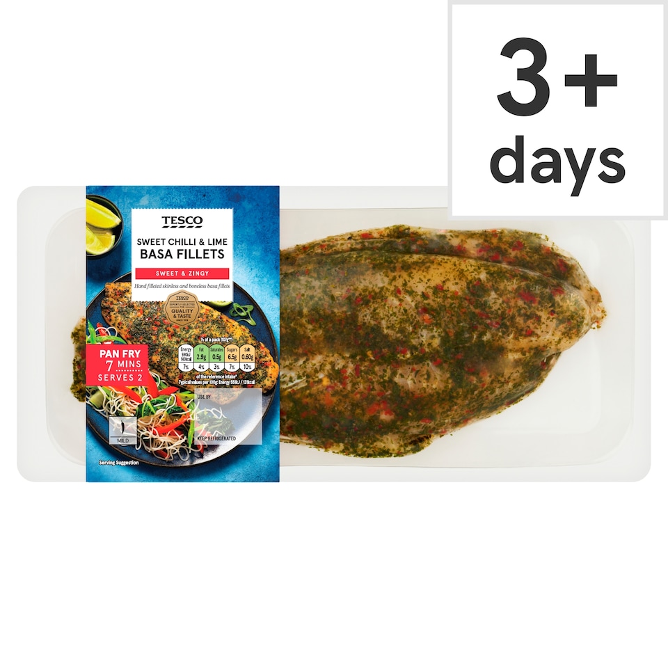 Tesco Sweet Chilli & Lime Basa Fillets 250g