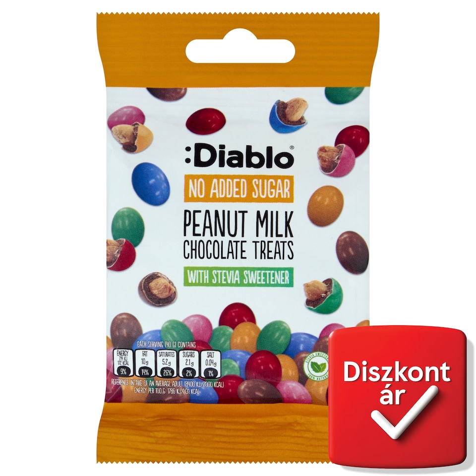 Diablo földimogyorós drazsé cukorbevonattal, hozzáadott cukor nélkül, édesítőszerekkel 40 g