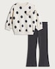 image 4 of F&F Girls 2-Piece Cotton Rich Sweatshirt and Flared Leggings in Multi Black White