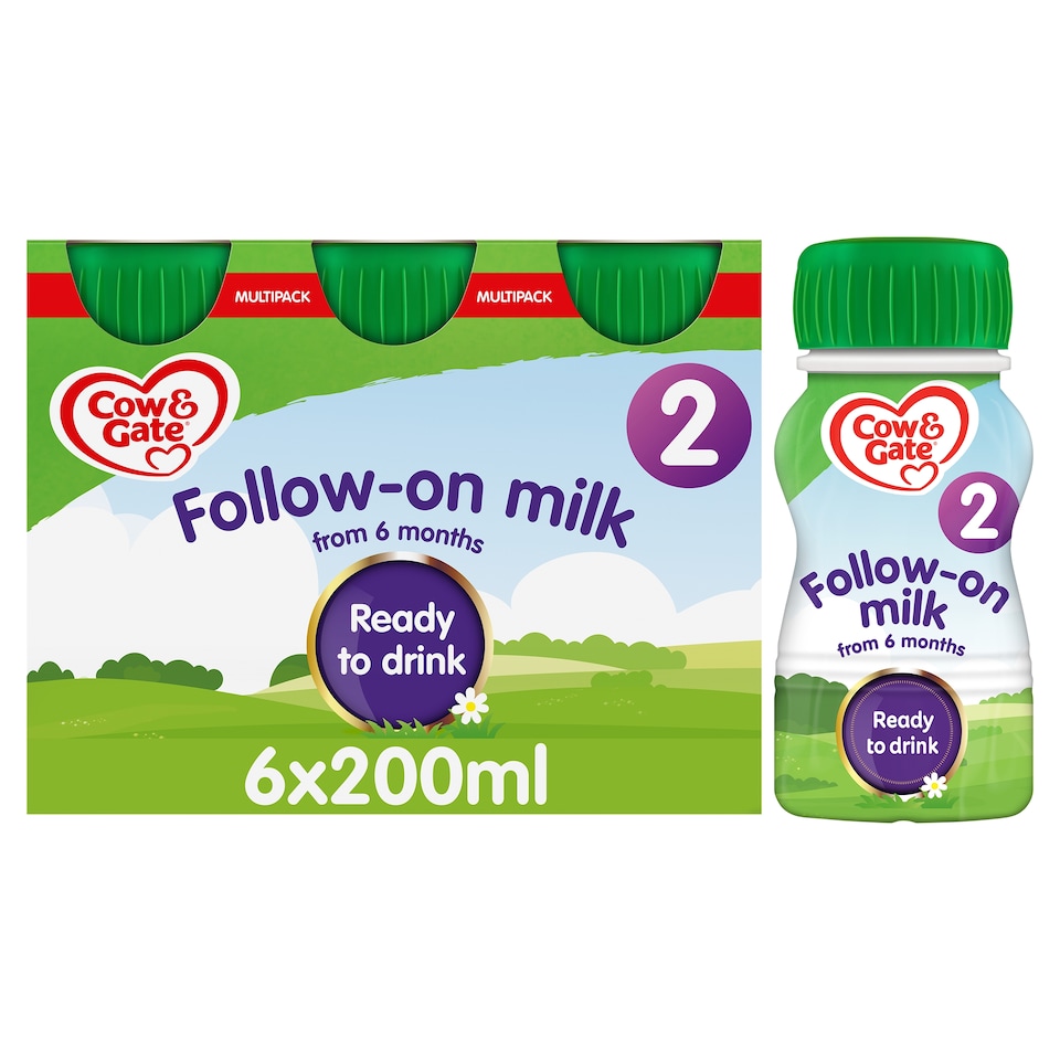 image 1 of Cow & Gate Follow-On Milk From 6 Months Ready to Drink Multipack 6 x 200ml