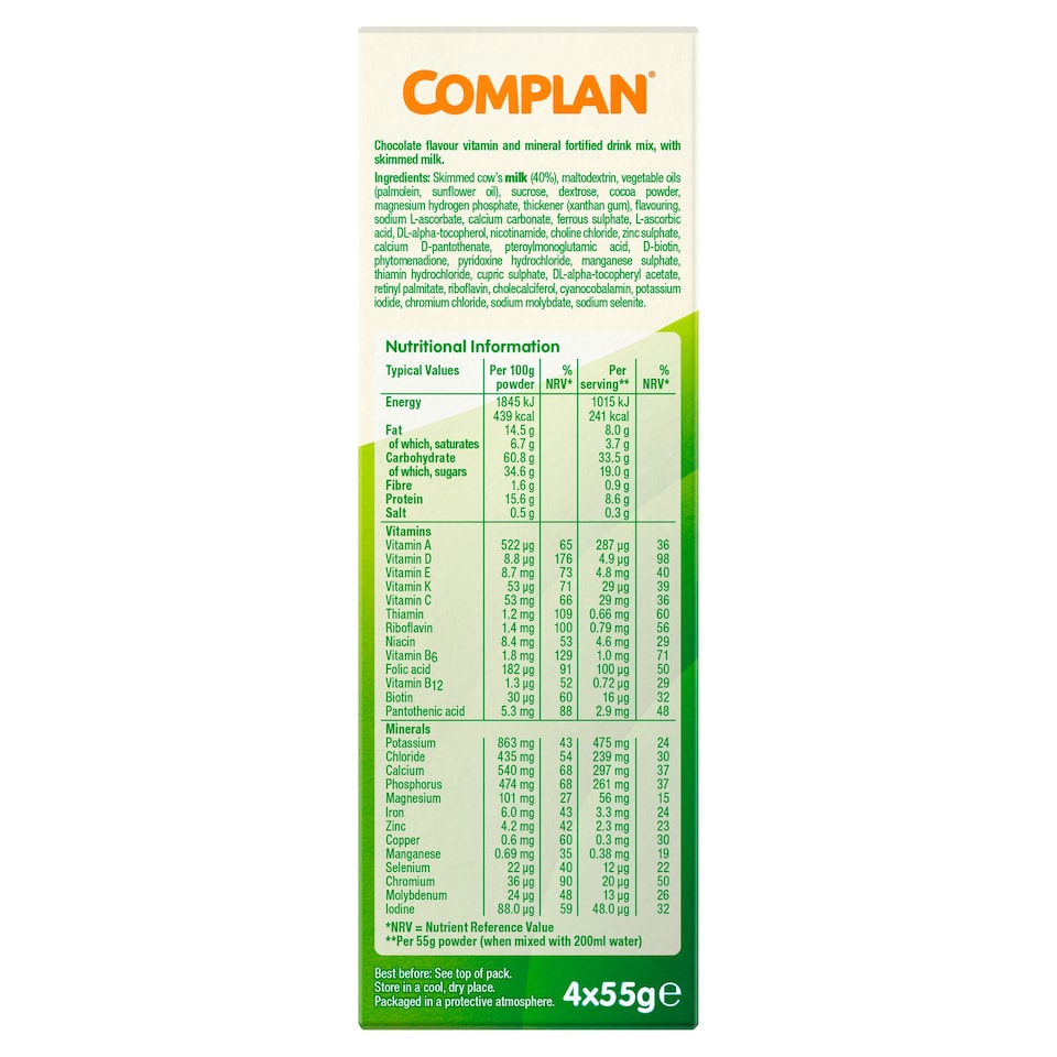 image 1 of Complan Nutritional Drink Mix - Rich Chocolate Sachet 4 x 55g