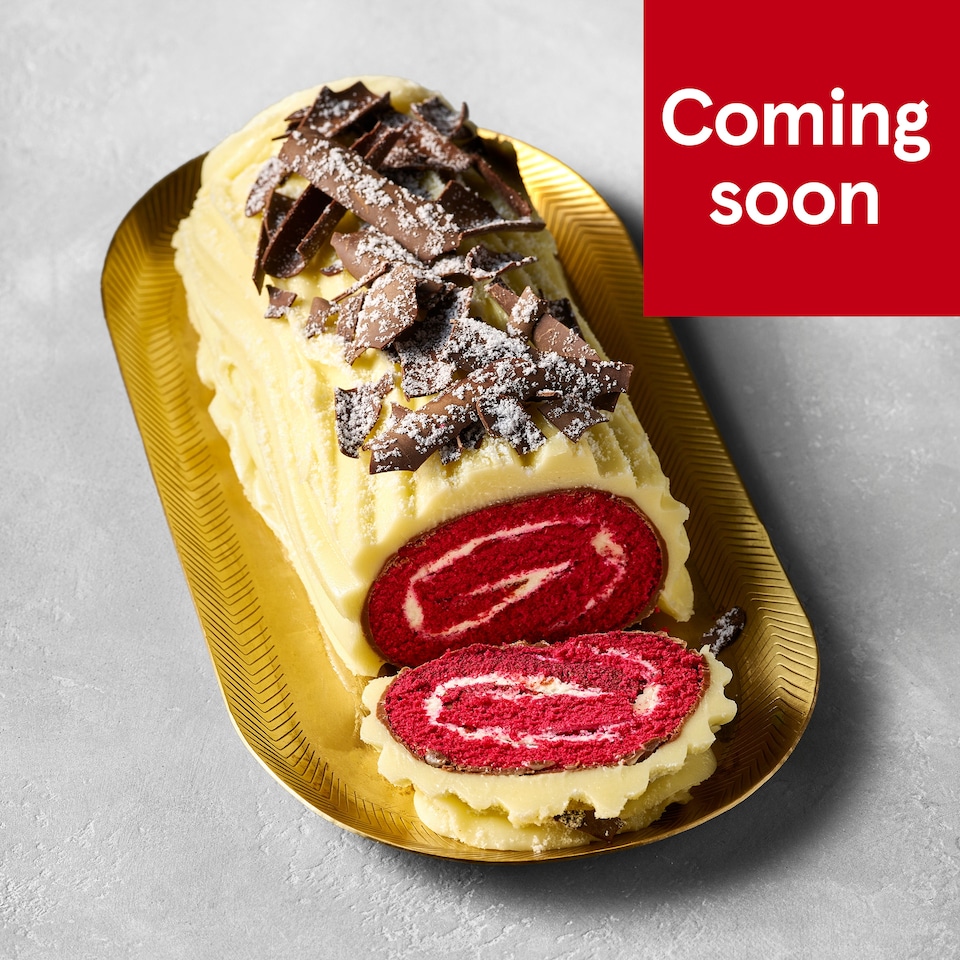73. Tesco Finest White Chocolate & Red Velvet Yule Log 474g (Serves 8)