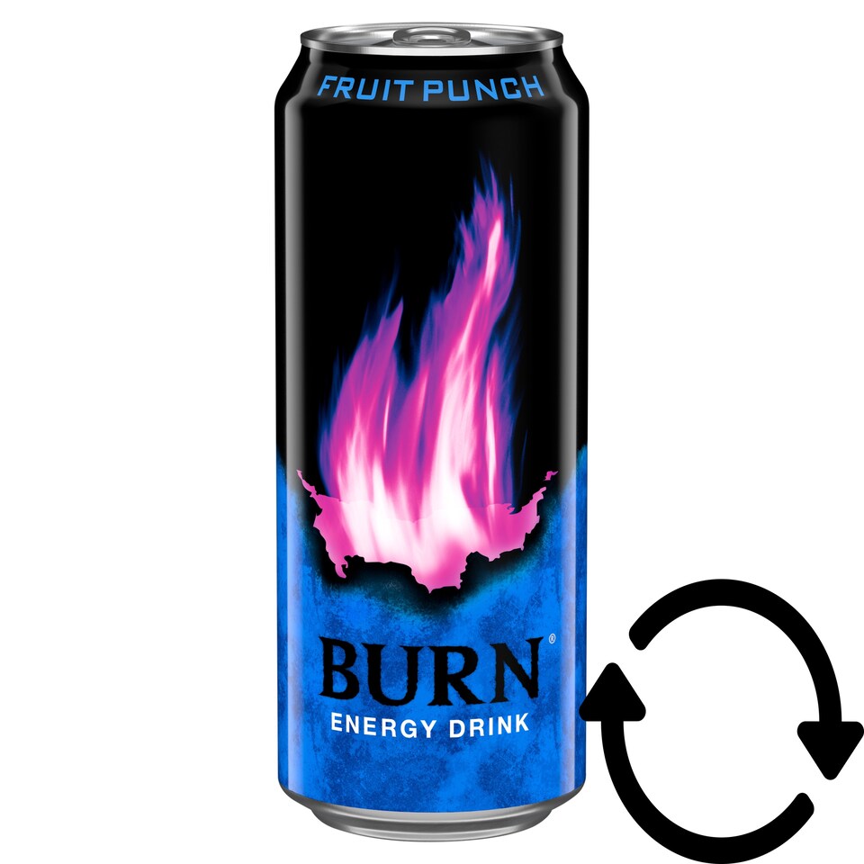 Burn Carbonated Fruit Punch Energy Drink with Caffeine 250 ml
