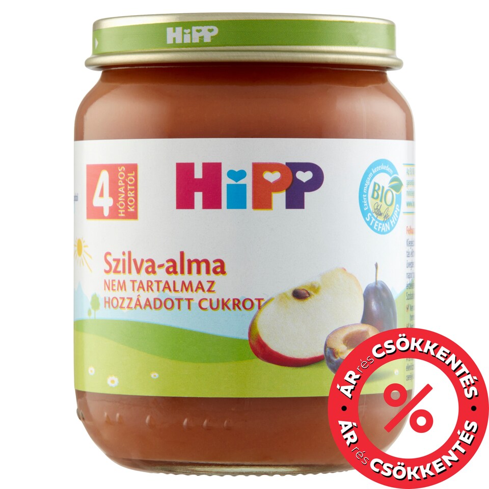 HiPP BIO szilva-alma gyümölcskészítmény bébidesszert 4 hónapos kortól 125 g