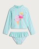 image 1 of F&F Girls 2-Piece Ice Cream Print Striped Swim Set in Turquoise