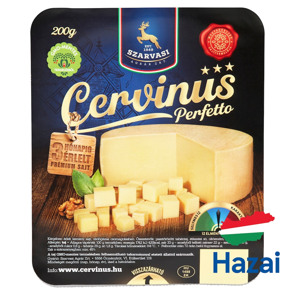 Szarvasi Cervinus Perfetto kérgében érlelt kemény sajt 200 g