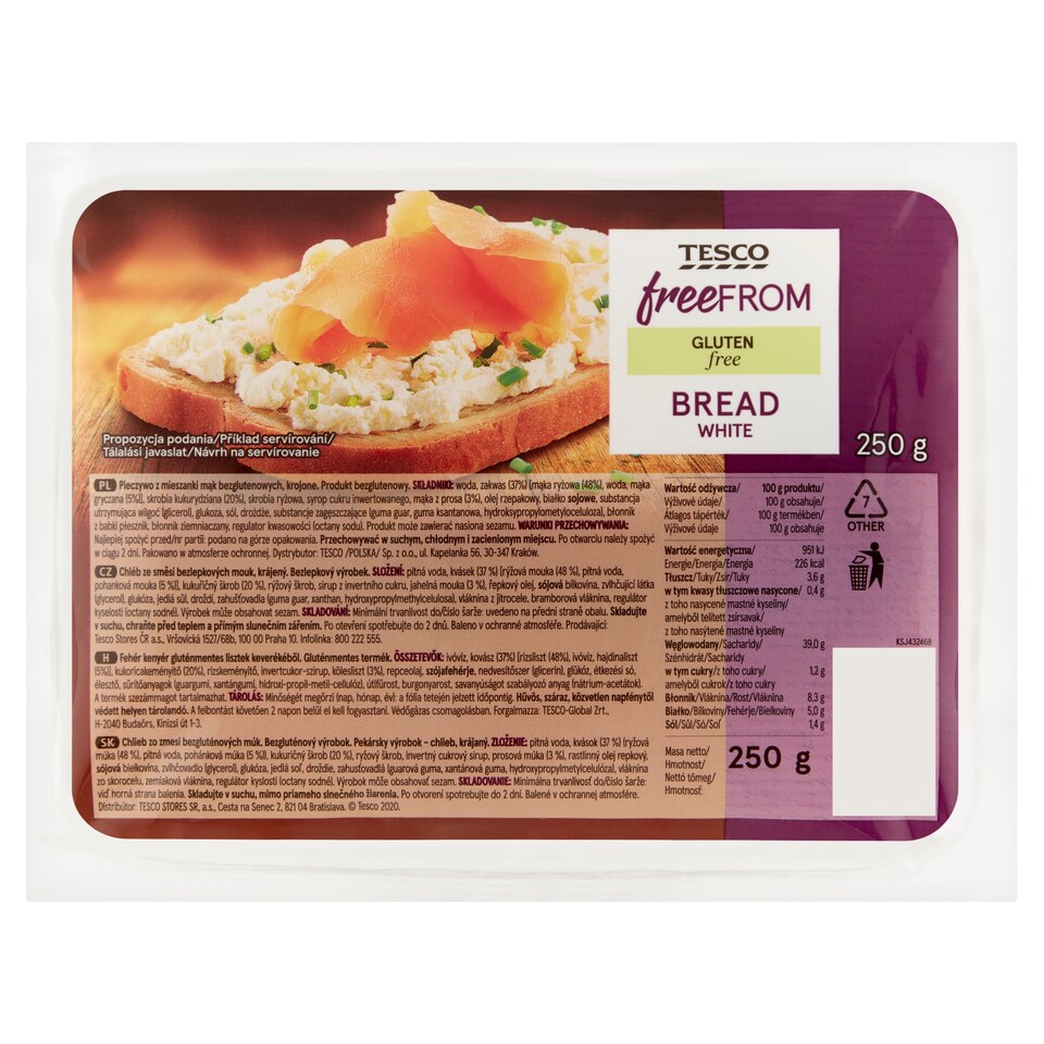 Tesco Free From Gluten Free Bread White 250 g
