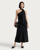 image 2 of F&F Satin Scarf Neck Midi Dress in Black
