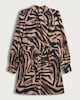 image 5 of F&F Satin Zebra Print Tie Neck Long Sleeved Dress in Multi Brown