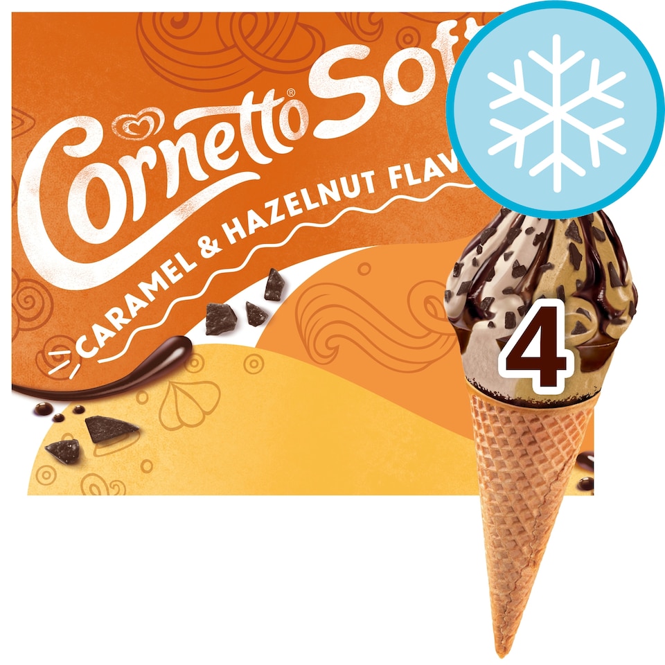 image 1 of Cornetto Soft Caramel & Hazelnut Ice Cream Cones 4x140ml