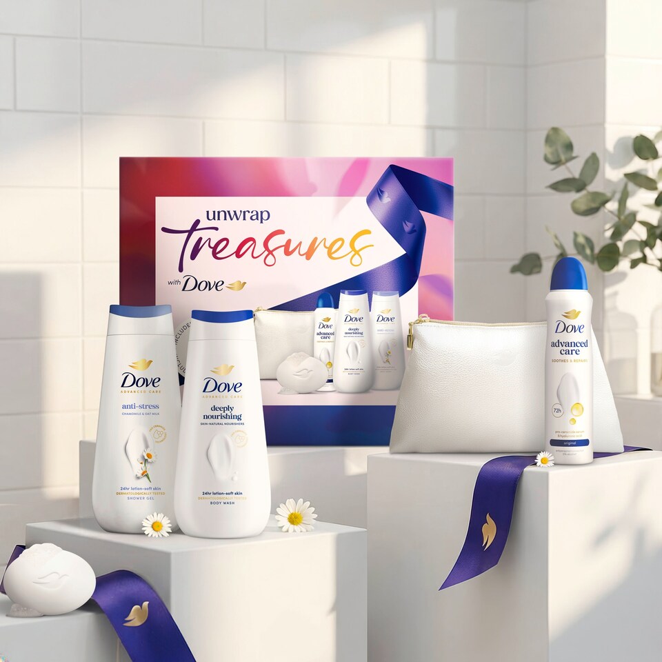 image 1 of Dove Treasures Collection with Beauty Pouch Gift Set