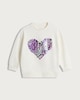 image 4 of F&F Girls Cotton Rich Sequin Heart Sweatshirt in Cream
