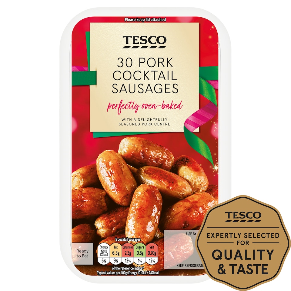 Tesco 30 Bitesize Pork Cocktail Sausages 255G