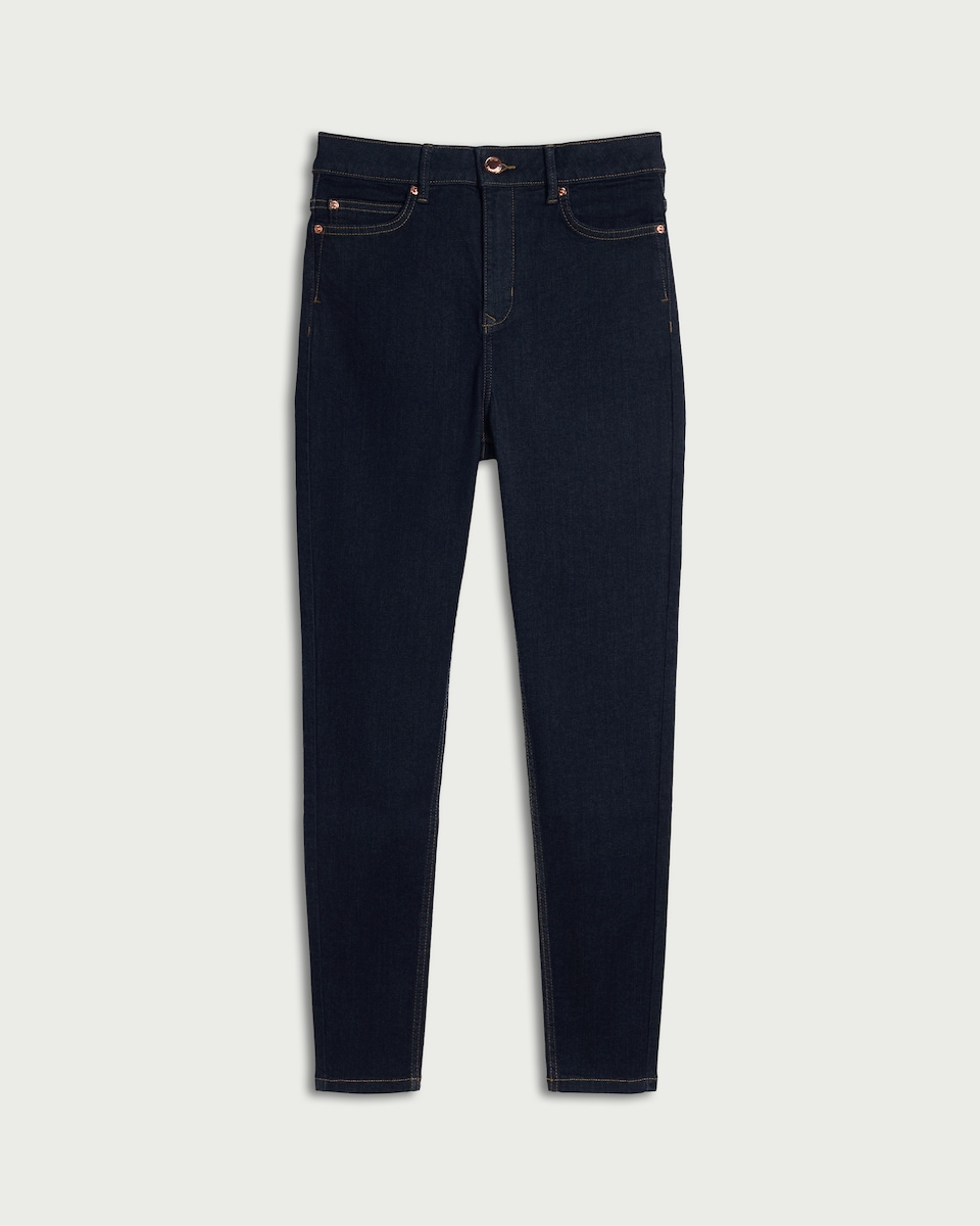 image 1 of F&F Contour FREEFIT® High Rise Skinny Jeans in Navy